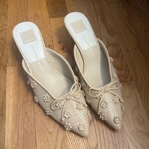 Dolce Vita Camilo Raffia Pointed-Toe Mule Pumps Size 8.5